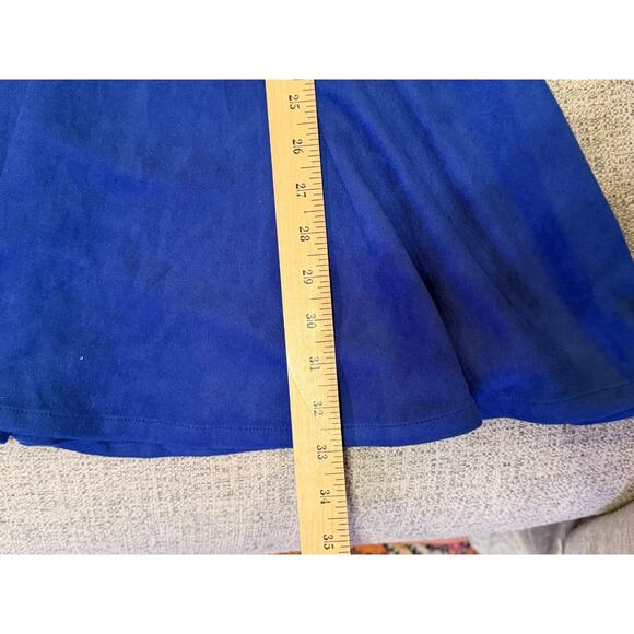 Lord & Taylor Design Lab Blue Faux Suede V-Neck Minin Dress Women's Size Small - Picture 3 of 9